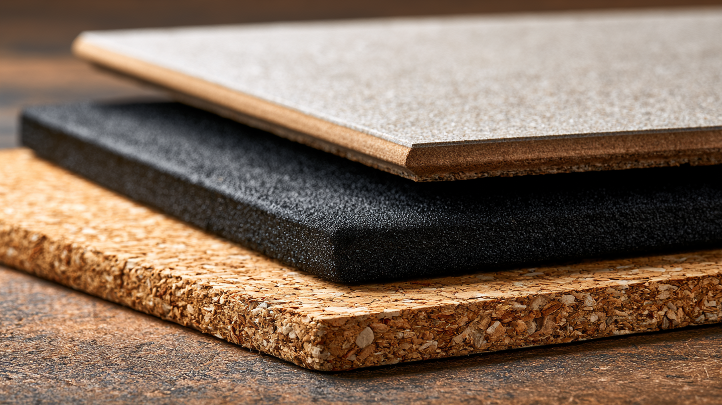 Layered acoustic floor materials: cork, rubber, and mass-loaded underlayment